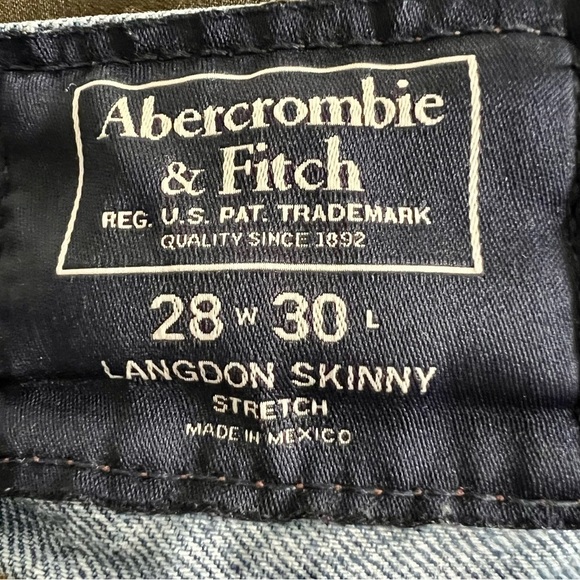 ABERCROMBIE & Fitch Men's Langdon Skinny Stretch Jeans Distressed 28x30 - Picture 10 of 14